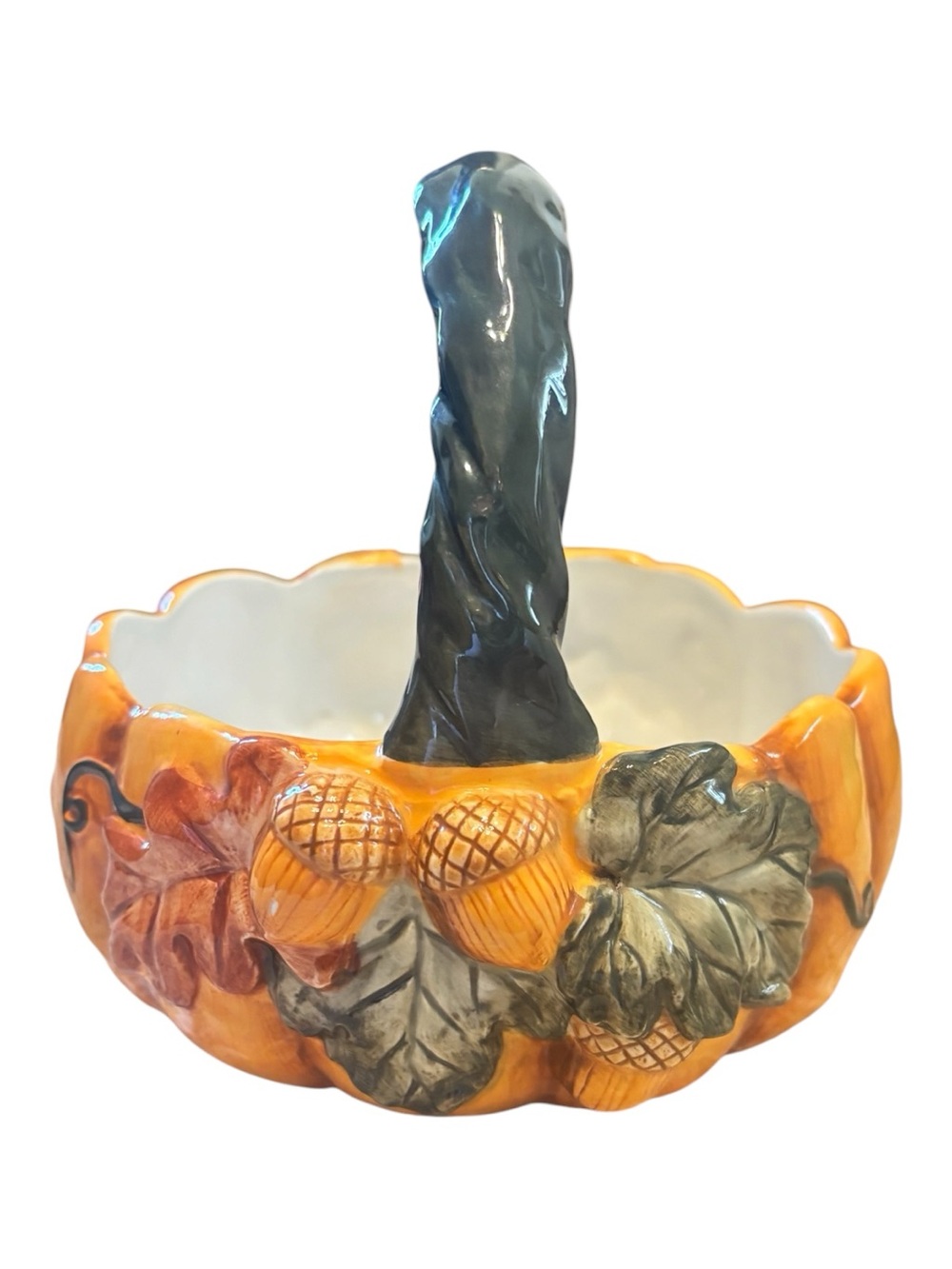 Ceramic Pumpkin Acorn Centerpiece basket Bowl - great condition